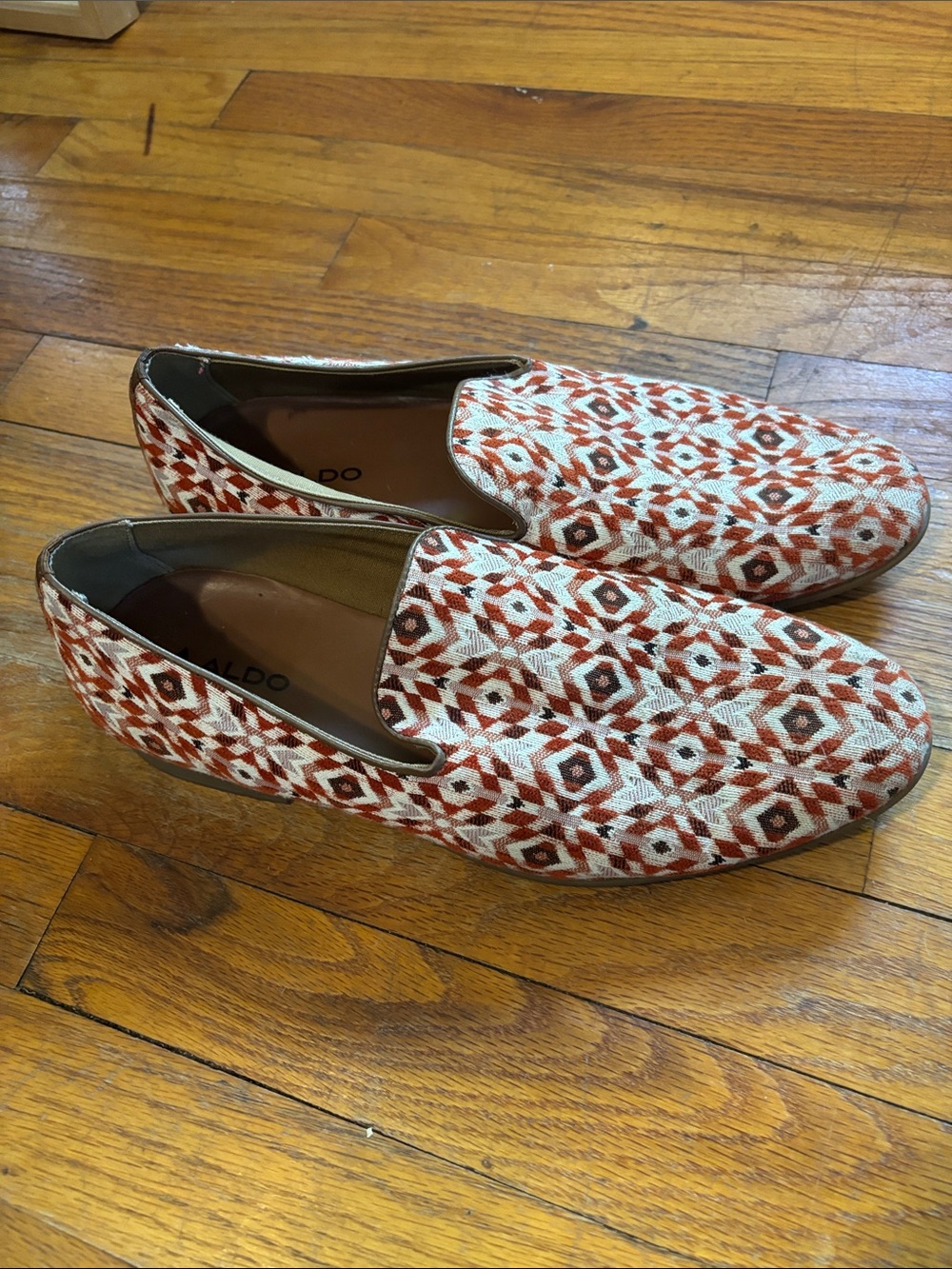 ALDO Red and Cream Geometric Men’s Slip-On Loafers